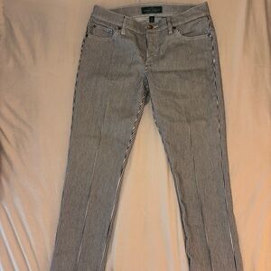Ralph Lauren Black and White Striped Straight Leg Jeans